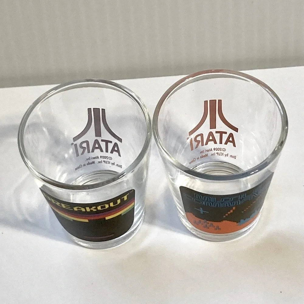 ATARI 2009 Collectible Shot Glasses Missile Command & Breakout Retro Game Merch